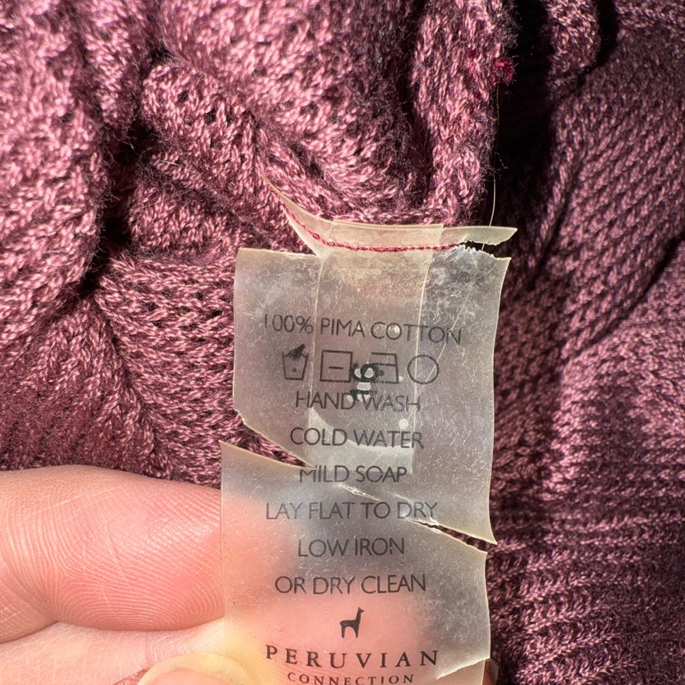 Peruvian Connection maroon 100% Pima cotton midi dress - Picture 8 of 8